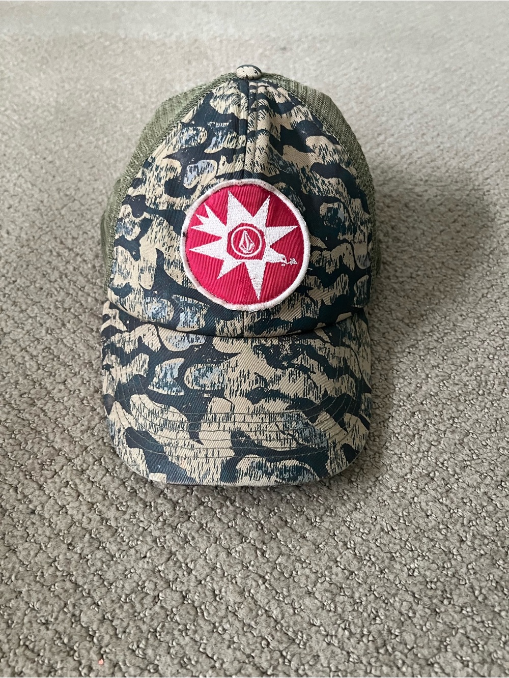 Volcom Olive and Black Logo Patch Trucker Cap